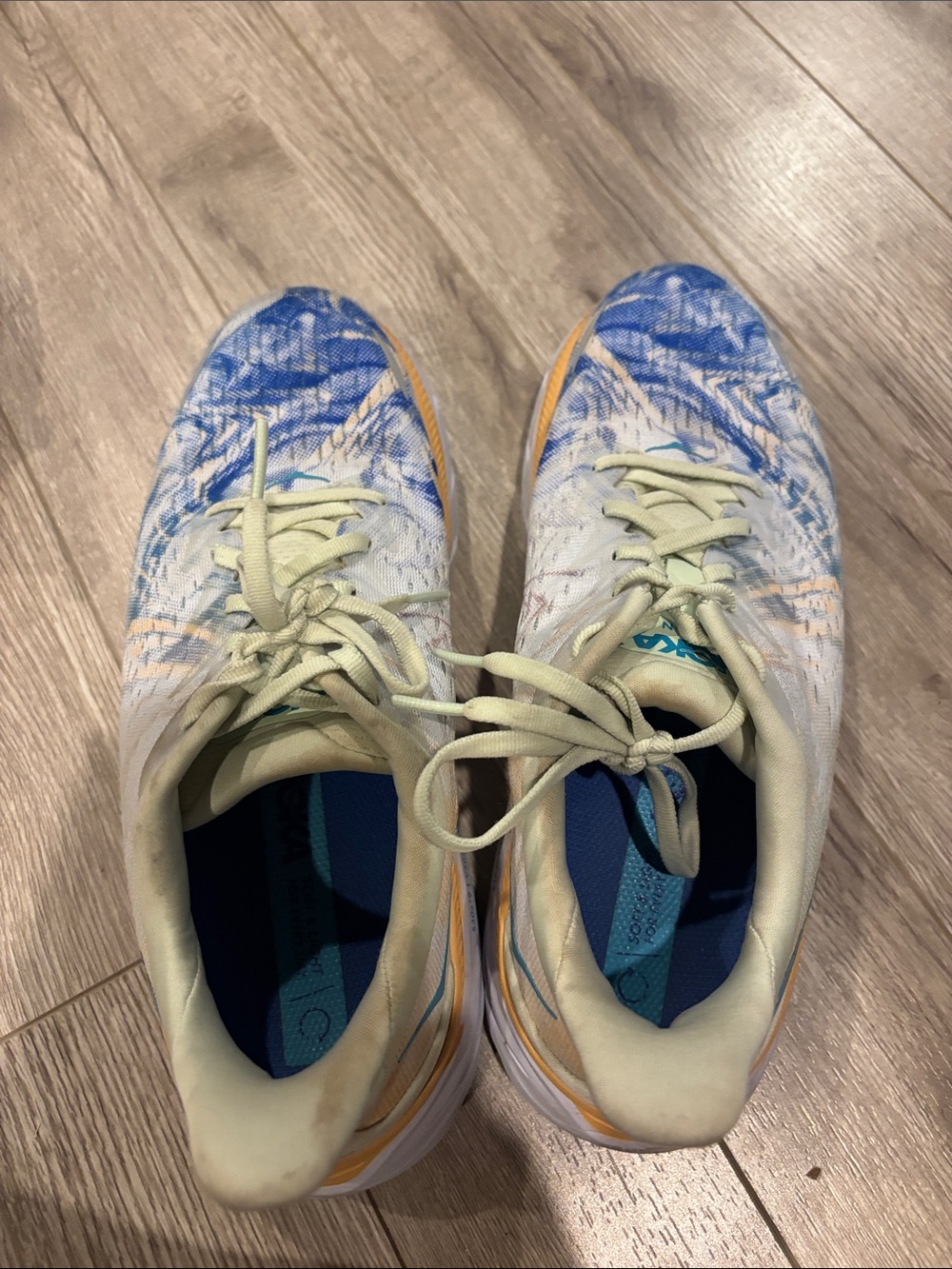 Hoka Women's Sneakers in Blue, White, Yellow